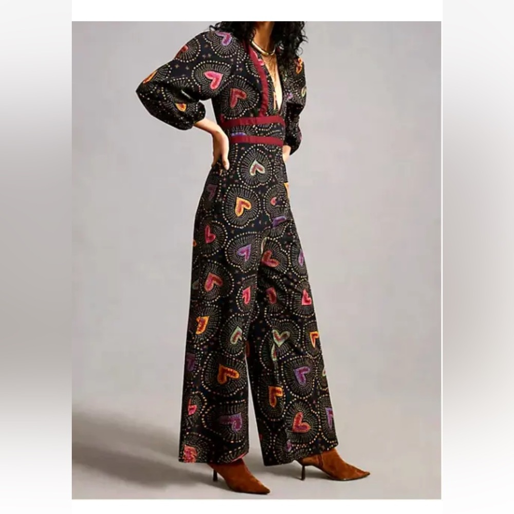 FARM Rio Multicolor Heart Print Jumpsuit - Picture 3 of 5